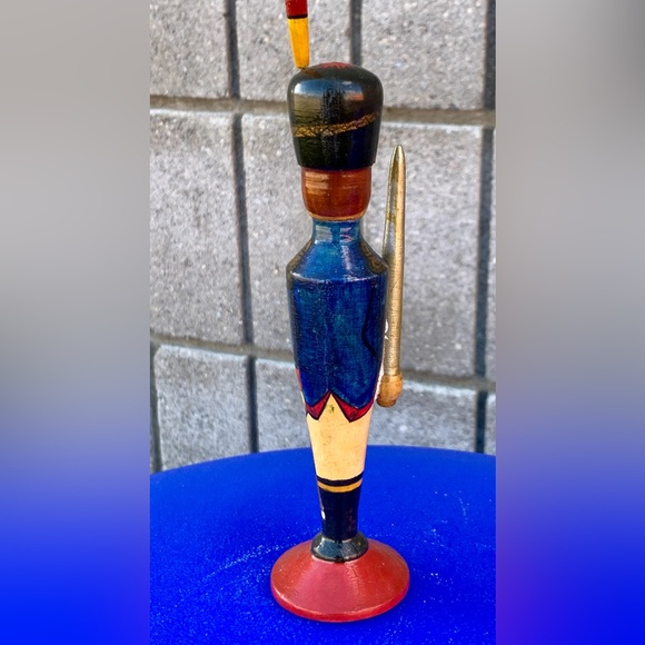 Antique Turned Hand Painted Wooden Armed Decorated Russian Toy Soldier - Picture 3 of 16